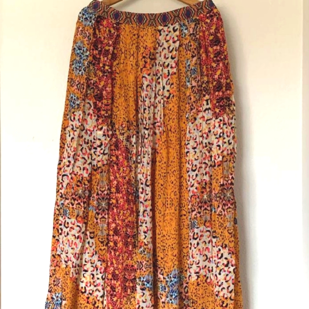 Vibrant Orange and Red Maxi Skirt